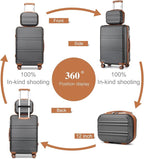 Kono Suitcase Set 3 Piece Luggage Set Expandable(only 28") Carry On Hardside Luggage with TSA Lock Spinner Wheels (Apricot Grey, 6 piece set)