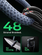 LISEN USB C to USB C Cable Fast Charging Cords 240W Type C Charger Fast Charging Cord Type C Cable for iPhone 16 15 iPad MacBook Pro Air Samsung S25 Switch,3.3ft+6.6ft/2 Pack/Midnight