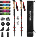 KINGGEAR TPC 100% Carbon Fiber Hiking Poles, Telescopic Retractable Nordic Trekking Poles, Ultra Lightweight Nordic Walking Stick, Metal Flip Locks, Cork and Extended EVA Handle