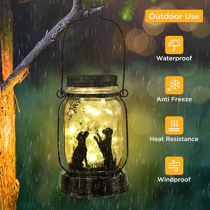 kyoryuger Dog Solar Lanterns 3in1 Dog Lights Garden Decor Gifts for Women Mom Grandma Unique Teen Girl Gifts for Dog Lovers Decorative Pet Memory Lanterns for Yard Lawn Patio Landscape