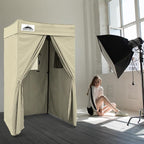 EAGLE PEAK Flex Compact 4x4 Pop-up Canopy Changing Room, Portable Privacy Dressing Room for Indoor Fashion Photoshoots, Camping, or Pool, Cream