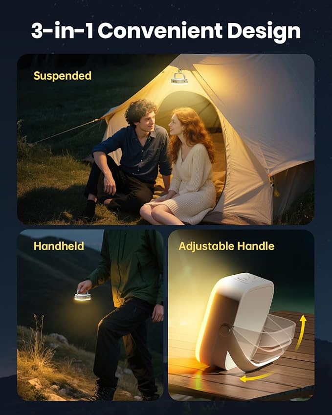 Eventek 2Pack 20000mAh Camping Lights, Camping Lantern Rechargeable Total Up to 288H & 4 Lights Modes, Portable IP65 Waterproof Tent Lights for Camp, Outdoor, Power Outages Emergency, Hurricane