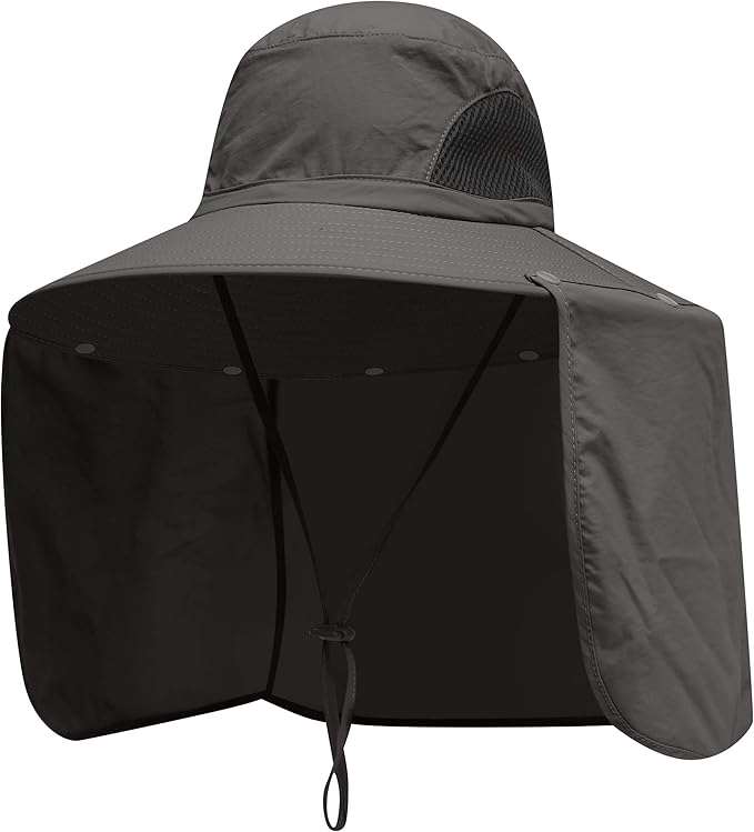 Sun Blocker Hats Outdoor Sun Protection Fishing Cap with Neck Flap Large Brim Outdoor Hat