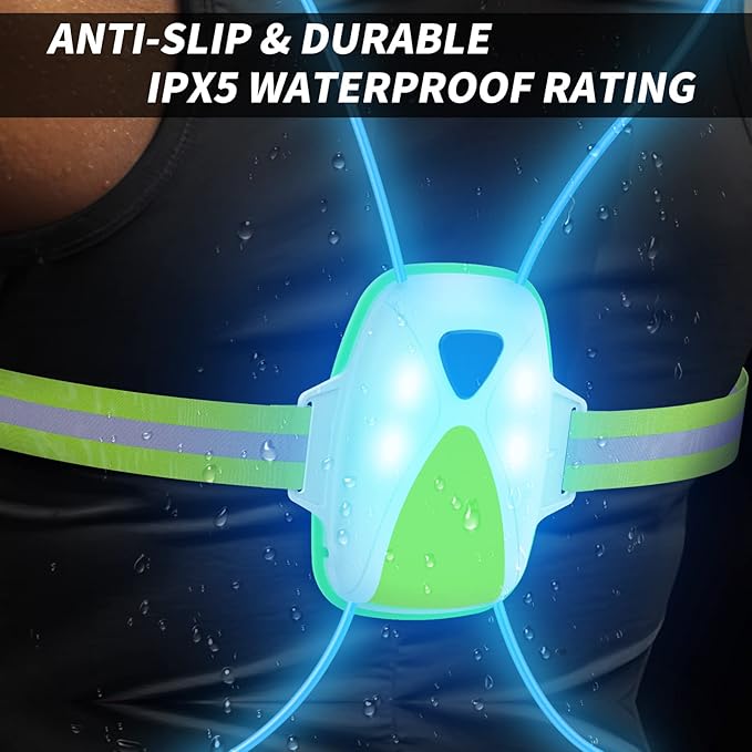 LED Reflective Running Vest with Front Light,Running Lights for Runners,Reflective Running Gear for Men/Women Running,Cycling or Walking, High Visibility Warning LED Lights