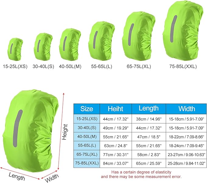 PATIKIL Waterproof Backpack Rain Cover, Non-Slip Backpack Cover with Vertical Reflective Strap Stay Dry for Hiking, Camping, Hunting
