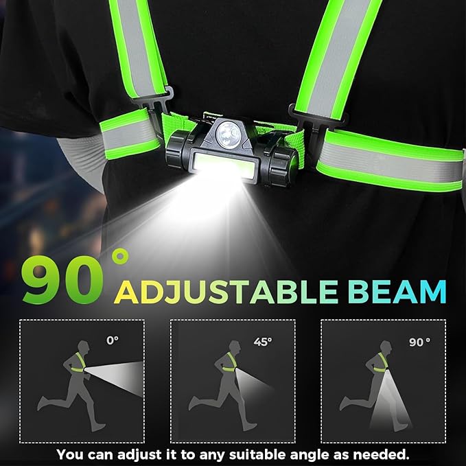 Reflective Vest with LED Light, Running Lights for Runners Back Warning Light, High Visibility Running Gear with USB Charging for Walking Cycling, Adjustable for Men Women Kids