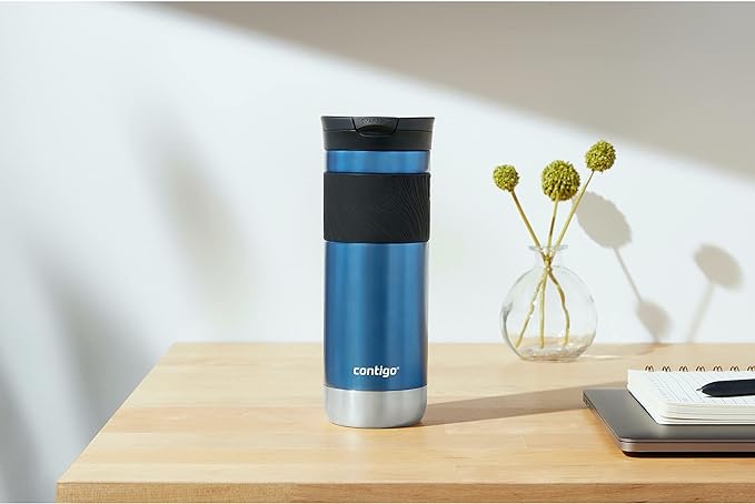 Contigo Byron Vacuum-Insulated Stainless Steel Travel Mug, 20oz - Leak-Proof Lid, BPA-Free, Blue Corn - Perfect Reusable Cup for Coffee or Water; hot and cold beverage holder