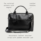 Nordweg Nomad Leather Briefcase NW080A – Leather Bag for Work & Travel – Fits 15.6” Laptop – Minimalist, Durable, Elegant