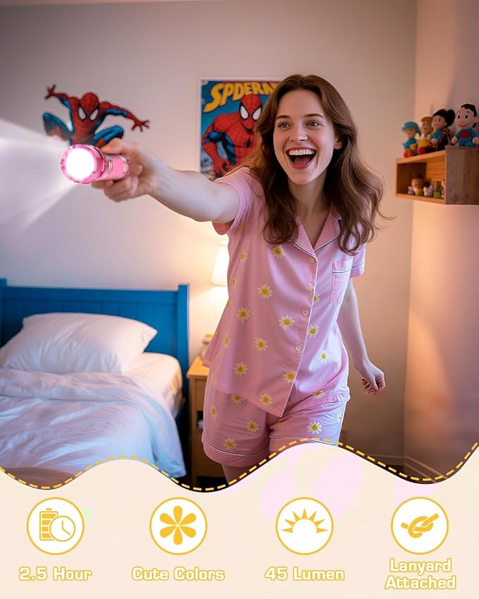 EverBrite 4-Pack Mini LED Aluminum Flashlight Party Favors Colors Assorted for Hurricane Supplies with Handle Glow in Dark