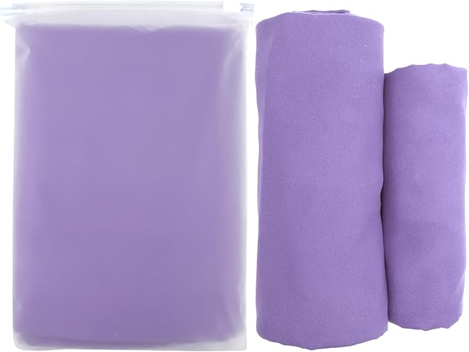 Rainleaf 2 Pack Microfiber Quick Dry Travel Towel, Super Absorbent Ultra Compact Lightweight Camping Towel for Gym, Hiking, Pool, Yoga - Violet