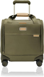 Briggs & Riley Cabin Spinner - Carry On Luggage for Travel, Suitcases with Wheels, Softside Rolling Bag for Men & Women, Fits Under Plane Seat, Interlocking Handle - Baseline Collection, Olive