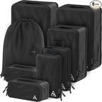 8-Piece Deluxe Travel Cubes For Packing Compression - Maximize Space In Luggage With Double Capacity Design, Luxury Compression Packing Cubes For Travel, Large, Small & Medium Set