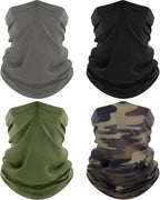 4 Pack Neck Gaiter, Cooling Breathable Face Mask UV Protection Scarf Hiking Bandana for Men/Women