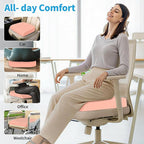 TranquilRelax XLarge Seat Cushion, Memory Foam Cushion for Long Sitting Hours on Office Chair, Home & Car, Non-Slip Chair Pad for Relieving Back & Sciatica & Hip & Coccyx Pain (Pink)