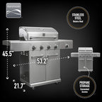 Kenmore 4-Burner BBQ Gas Grill with Searing Side Burner, Stainless Steel Propane Grill, 52,000 BTUs, Cabinet Style, Includes Warming Rack, Electronic Ignition & Stainless Steel Cooking Grates