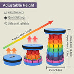 Upgraded Collapsible Stool - Adjustable Height (2.3"-17.3") -Second Fold, Portable Heavy Duty Folding Stool for Adults, 600lb Capacity - Compact to-Go Camping, Fishing, Outdoor Seat (Black)