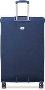 DELSEY PARIS Helium DLX Softside Expandable Luggage with Spinner Wheels, Navy Blue, Checked-Large 29 Inch