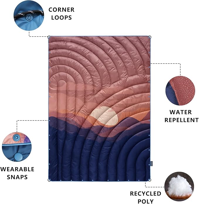 Camping Blanket,Lightweight Puffy Printed Camping Blanket Packable Outdoor Blanket for Camping,Traveling, Stadium, Hiking, Picnics