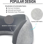 napfun Neck Pillow for Traveling, Travel Neck Pillow for Airplane 100% Pure Memory Foam Travel Pillow for Flight Headrest Sleep, Portable Plane Accessories, Light Grey Set
