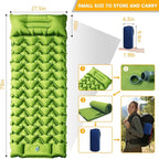 Camping Sleeping Pad, 4in Thick Ultralight Inflatable Camping Mat with Pillow, Built-in Foot Pump Sleeping Mat, Wide Compact Camping Pad for Travel Tent Hiking Backpacking Trip Car Camp Gear