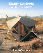 FanttikOutdoor Alpha C4 Ultra Camping Tent 4 Person Pop Up Instant Cabin Setup in 60 Seconds Portable Hub Tent with Rainfly & Windproof for Outdoor Camping & Overlanding