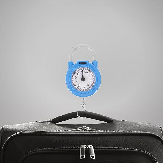 Portable Luggage Weight Scale with Hook, High Precision Hanging Spring Scale for Travel, Small Handheld Blue Weighing Tool for Home and Shipping