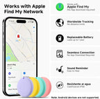 JTD Air Tracker Tags 4 Pack for Find My, 2026 Upgraded with IP68 Waterproof Item Finder with Left-Behind Alert, 4 Colors for Keys, Luggage, Backpack, Wallet. iOS Only.
