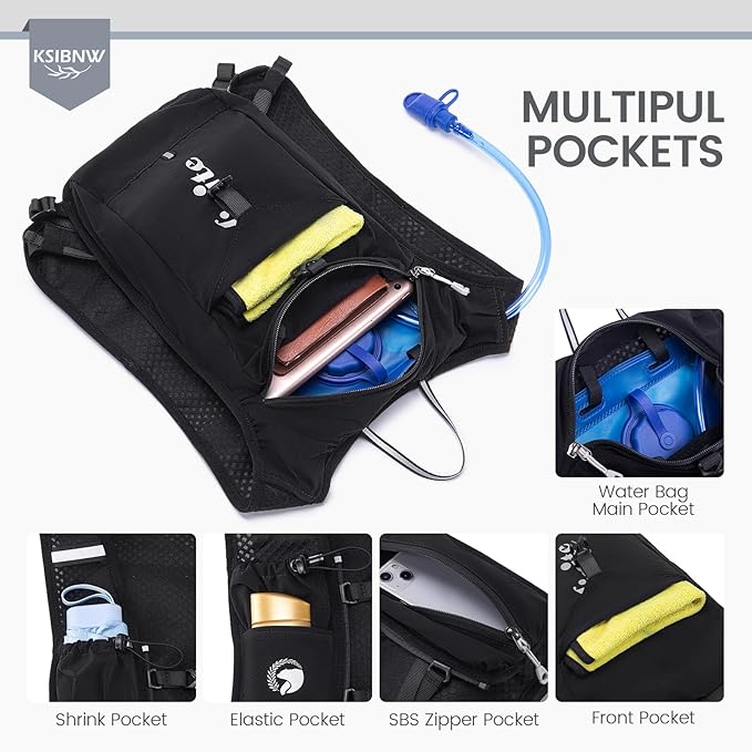 KSIBNW Running Vest for Women and Men, Lightweight Hydration Vest Backpack with 1.5L Water Bladder Bag Running Backpack for Hiking Biking Trail Cycling Race Marathon