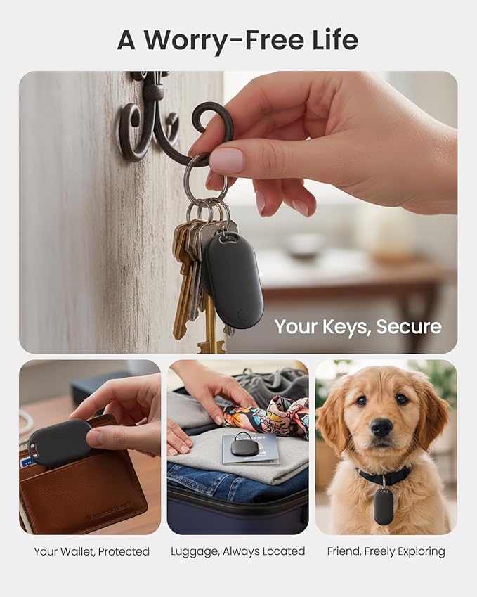 Slim Air Tracker Tag Compatible with Apple Find My [Apple MFi Certified] Smart Tag with Replaceable Battery | Bluetooth Tag Find Your Keys, Wallet, Backpack & Luggage (iOS Only)