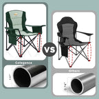 Colegence Heavy Duty Camping Chair for Adults Set of 2, Oversized Heavy People Foldable Padding Outside Camp Chairs, with Cooler Bag Cup Holder, Side Pocket for Lawn,Sport,Outdoor,Dark Green
