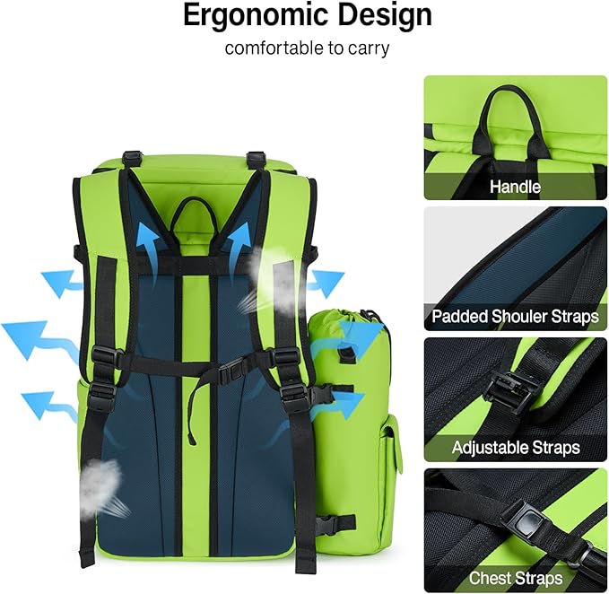 Backpack Cooler, 40 Cans Soft Leak Proof Picnic Backpack, Hanke Portable 2 Insulated Compartments Cooler Backpack Water Resistant for Lunch Beach Travel Camping Picnic Hiking (Green)