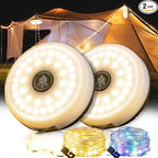 2-Pack Camping String Lights - 4 in 1 Outdoor Camping Lantern with 8 Lighting Modes(32.8Ft), Quick 30s Recovery, Waterproof, Type-C Fast Charging, Portable Camping Lights for Camping/Yard/Hiking