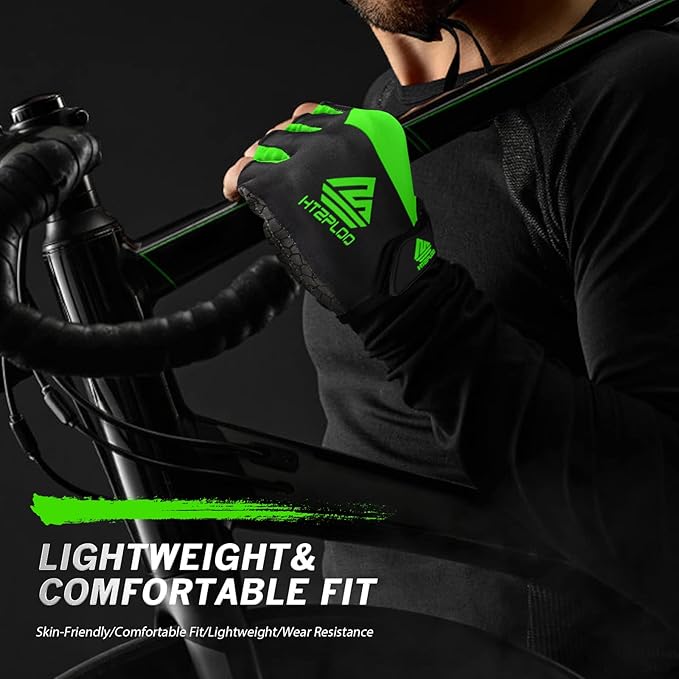 Bike Gloves for Men Women with Anti-Slip Shock-Absorbing Pad, Light Weight Half-Finger Cycling Gloves