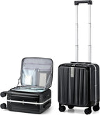 Hanke 16 inch Underseat Carry On Suitcases with Wheels,Lightweight Hard Shell Carry on Luggage with Wheels for Weekender,Top Opening Small Suitcase,Travel Luggage for Womem Men,Jet Black.