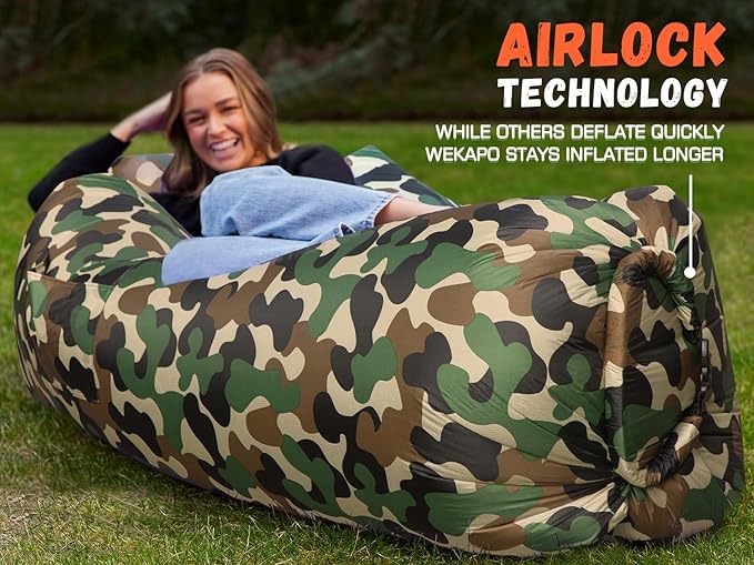 WEKAPO Inflatable Sun Lounger, Air Sofa, Hammock, Portable, Waterproof and Leak-Proof, Ideal for Backyard, Beach, Travel, Camping, Picnics and Music Festivals