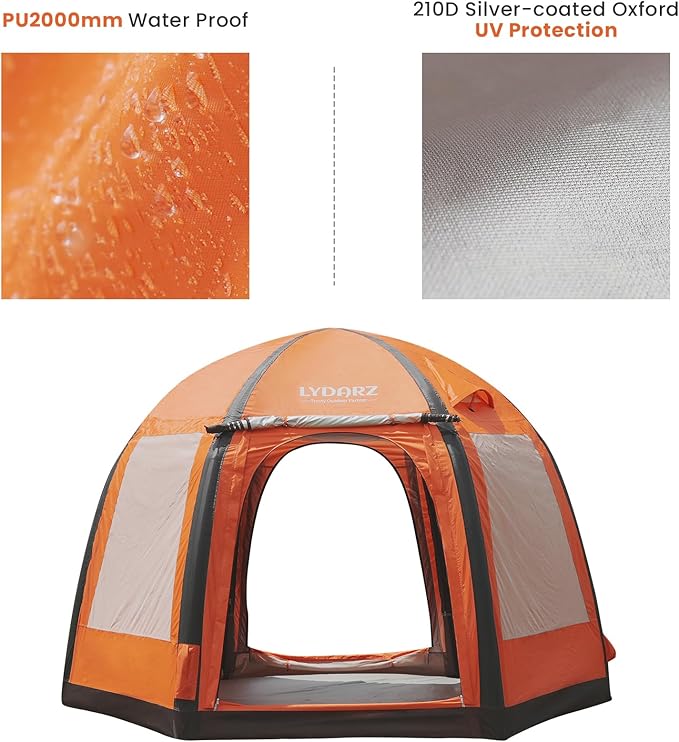 Large Auto Inflatable Tent House with Pump, 2-6 Person Easy Setup Waterproof Oxford, Extra Large Canopy Inflatable Tent House, UV UPF50+