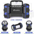 Led Camping Lantern Rechargeable, Camping Flashlight 1500LM, 8 Light Modes, Camping Lights 4800 Capacity, Portable Bright Flash Light for Emergencies, Power Outages, Hurricane, (Blue 2Pack)