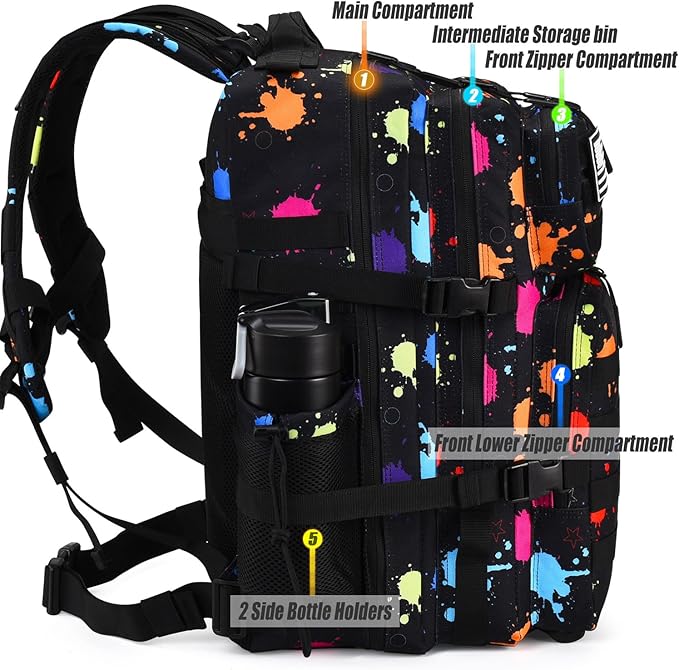 Military Tactical Backpack 45L Large Tactical Backpack for Men, Hiking Rucksack With Bottle Holder