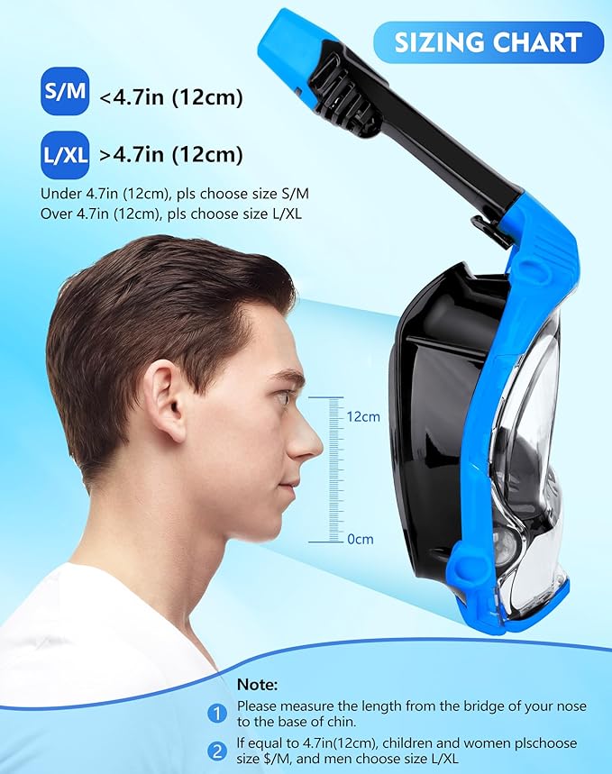 VGKE Full Face Snorkel Mask for Adults, 180 Degree HD Panoramic View Snorkeling Gear with Waterproof Phone Pouch, Anti-Leak & Anti-Fog, Breathe Freely Suitable for Men/Women