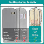 LANDNEOO 6 Pack Clear Garment Bags for Hanging Clothes with Zippers on Double Sides - 32&40&60" Long Suit Bags - 10'' Clothes Storage for Coat, Dress, and Fur in Closet