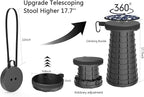 ALEVMOOM Telescoping Stool with Cushion, Collapsible Retractable More Sturdy Capacity 440Ib, Portable Camping Adjustable Folding Stool for Garden Fishing Hiking Mountain BBQ