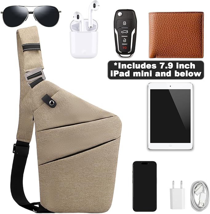 Anti Theft Travel Bag, One Shoulder Large Capacity Cross-body Bag Chest Fashion Lightweight Sling Bags for Travel Sports