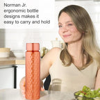 NORMAN JR Copper Water Bottle 550ml - Gift Box of 3, Slim Hammered, an Ayurvedic vessel made of pure copper - helps you drink more water with many health benefits
