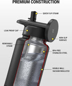 Scosche MFMS22 MagicMount Flask 22 oz Stainless Steel Water Bottle with MagSafe Phone Mount Stand, 12H Hot & 24H Cold Insulated Flask with Magnetic Phone Holder for Gym, Car, Travel, Sports 22oz, Pink