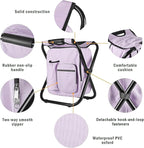 Kikerike Backpack Stool Cooler Chair Heavy Duty 400 LBS Max Load Portable Lightweight Stool Backpack Folding Fishing Cooler Seat for Camping Hunting Fishing - Pale Amethyst