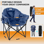 LILYPELLE Oversized Heated Camping Chair, Patio Lounge Chairs with 3 Heat Levels, Portable Folding Heated Chair Round Moon Saucer Folding Lawn Chair Outdoor Chair for Camping, Lounge Patio