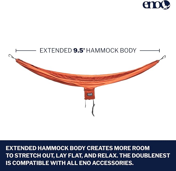 ENO DoubleNest Hammock - Lightweight, Portable, 1 to 2 Person Hammock - for Camping, Hiking, Backpacking, Travel, a Festival, or The Beach - Canyon/Coral