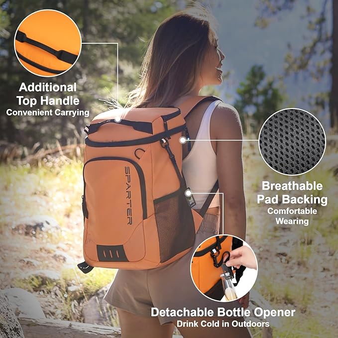 Backpack Cooler Insulated Leak Proof 33/49 Cans, 2 Insulated Compartments Thermal Bag, Portable Lightweight Beach Travel Camping Lunch Backpack for Men and Women