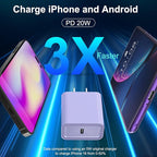 iPhone 17 16 15 Charger Fast Charging, 3 Pack PD 20W USB C Charger with 10FT Cord, USB C Cable Type C Chargers Block for iPhone 17/17 Pro/17 Pro Max/16/16 Plus/16 Pro/16 Pro Max/15/15 Pro（Purple）