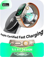 Qi2 3 in 1 Wireless Charging Station,JOYROOM 15W Fast Wireless Charger Stand for iPhone 16/15/14/13, Apple Watch, AirPods, Magnetic Foldable for MagSafe Charger for Multiple Devices (with 30w Adapter)